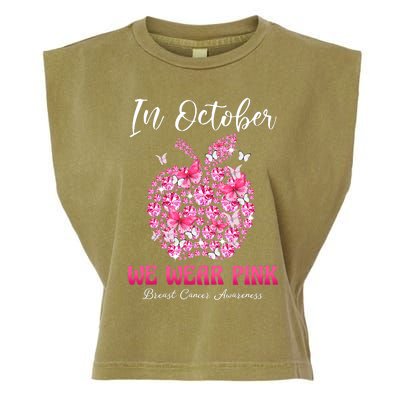 In October We Wear Pink Teacher Butterflies Breast Cancer Garment-Dyed Women's Muscle Tee