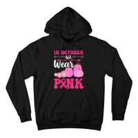 In October We Wear Pink Ribbon Pumpkin Breast Cancer Halloween Gift Hoodie