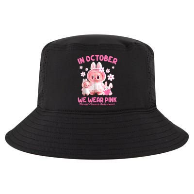 In October We Wear Labubu Breast Cancer Awareness Cool Comfort Performance Bucket Hat