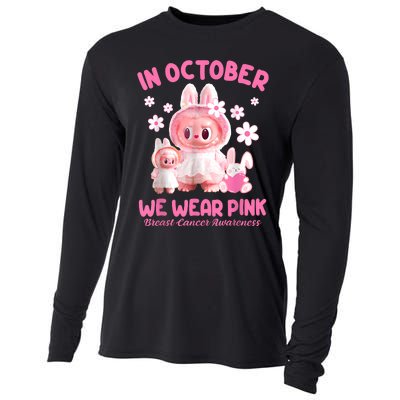 In October We Wear Labubu Breast Cancer Awareness Cooling Performance Long Sleeve Crew