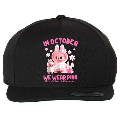 In October We Wear Labubu Breast Cancer Awareness Wool Snapback Cap