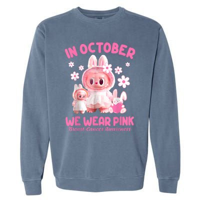 In October We Wear Labubu Breast Cancer Awareness Garment-Dyed Sweatshirt