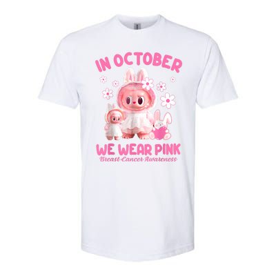 In October We Wear Labubu Breast Cancer Awareness Softstyle CVC T-Shirt