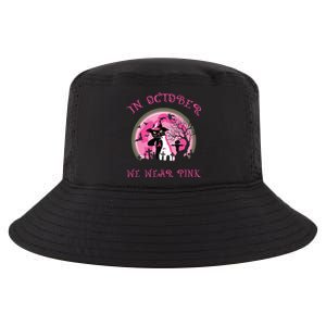 In October We Wear Pink Cat Witch Breast Cancer Halloween Cool Comfort Performance Bucket Hat