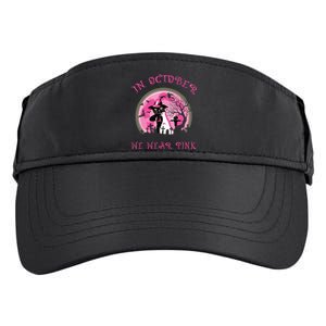 In October We Wear Pink Cat Witch Breast Cancer Halloween Adult Drive Performance Visor