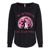 In October We Wear Pink Cat Witch Breast Cancer Halloween Womens California Wash Sweatshirt