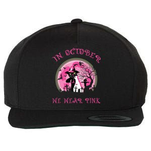 In October We Wear Pink Cat Witch Breast Cancer Halloween Wool Snapback Cap