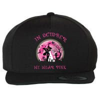 In October We Wear Pink Cat Witch Breast Cancer Halloween Wool Snapback Cap