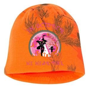 In October We Wear Pink Cat Witch Breast Cancer Halloween Kati - Camo Knit Beanie