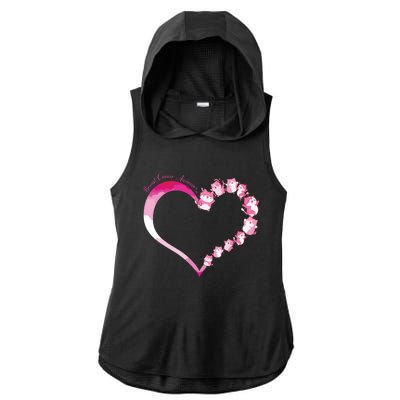 In October We Wear Pink Cute Cat Breast Cancer Awareness Ladies PosiCharge Tri-Blend Wicking Draft Hoodie Tank