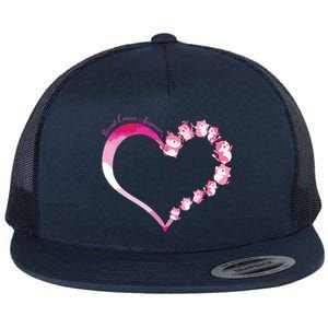 In October We Wear Pink Cute Cat Breast Cancer Awareness Flat Bill Trucker Hat