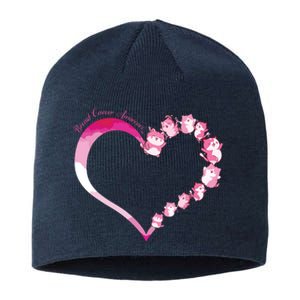 In October We Wear Pink Cute Cat Breast Cancer Awareness Sustainable Beanie