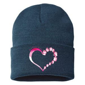 In October We Wear Pink Cute Cat Breast Cancer Awareness Sustainable Knit Beanie