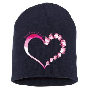 In October We Wear Pink Cute Cat Breast Cancer Awareness Short Acrylic Beanie