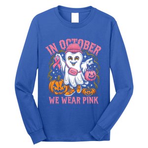 In October We Wear Breast Cancer Tooth Dental Halloween Great Gift Long Sleeve Shirt