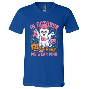 In October We Wear Breast Cancer Tooth Dental Halloween Great Gift V-Neck T-Shirt