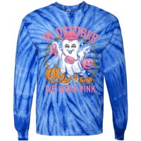 In October We Wear Breast Cancer Tooth Dental Halloween Great Gift Tie-Dye Long Sleeve Shirt