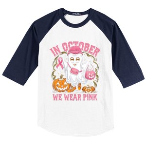 In October We Wear Breast Cancer Tooth Dental Halloween Great Gift Baseball Sleeve Shirt