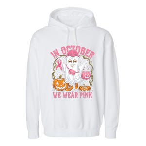 In October We Wear Breast Cancer Tooth Dental Halloween Great Gift Garment-Dyed Fleece Hoodie