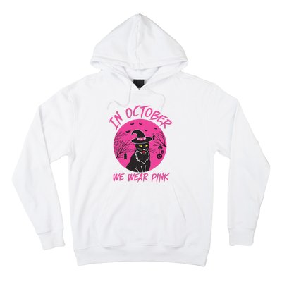 In October We Wear Pink Cute Cat Breast Cancer Awareness Hoodie