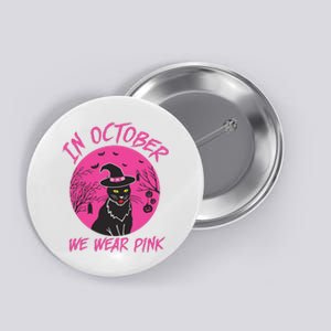 In October We Wear Pink Cute Cat Breast Cancer Awareness Button