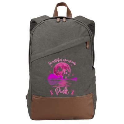 In October We Wear Pink Breast Cancer Awareness Moon Witch Cool Gift Cotton Canvas Backpack