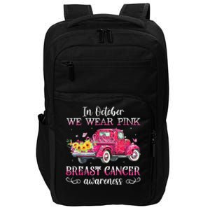 In October We Wear Pink Ribbon Leopard Truck Breast Cancer Impact Tech Backpack