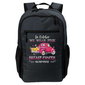 In October We Wear Pink Ribbon Leopard Truck Breast Cancer Daily Commute Backpack