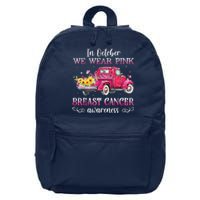 In October We Wear Pink Ribbon Leopard Truck Breast Cancer 16 in Basic Backpack