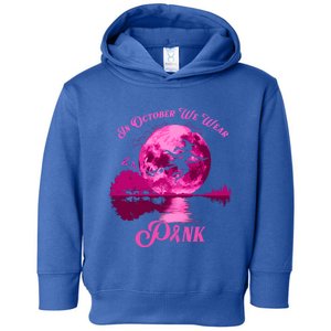 In October We Wear Pink Breast Cancer Moon Witch Halloween Gift Toddler Hoodie