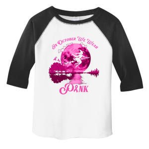 In October We Wear Pink Breast Cancer Moon Witch Halloween Gift Toddler Fine Jersey T-Shirt