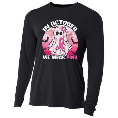 In October We Wear Pink Breast Cancer Ghost Halloween Cooling Performance Long Sleeve Crew