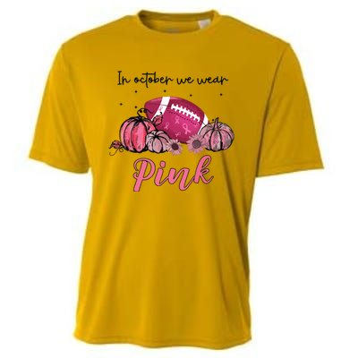 In October We Wear Pink Football Breast Cancer Awareness Cooling Performance Crew T-Shirt