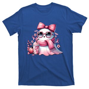 In October We Wear Cute Ghost Pumpkin Breast Cancer Gift T-Shirt