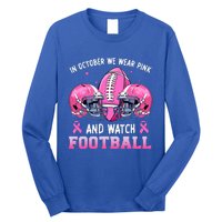 In October We Wear Pink And Watch Football Breast Cancer Long Sleeve Shirt