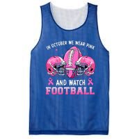 In October We Wear Pink And Watch Football Breast Cancer Mesh Reversible Basketball Jersey Tank