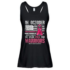 In October We Wear Pink For Warriors Breast Cancer Awareness Ladies Essential Flowy Tank