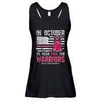 In October We Wear Pink For Warriors Breast Cancer Awareness Ladies Essential Flowy Tank