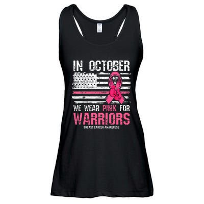 In October We Wear Pink For Warriors Breast Cancer Awareness Ladies Essential Flowy Tank