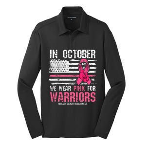 In October We Wear Pink For Warriors Breast Cancer Awareness Silk Touch Performance Long Sleeve Polo