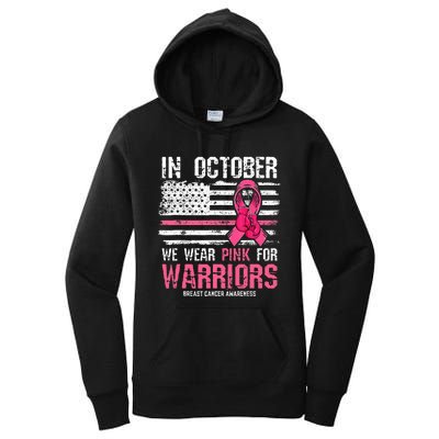 In October We Wear Pink For Warriors Breast Cancer Awareness Women's Pullover Hoodie