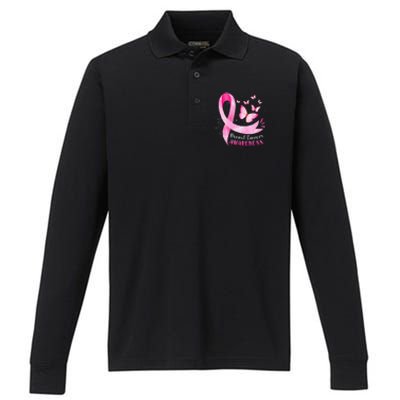 In October We Wear Breast Cancer Awareness Performance Long Sleeve Polo