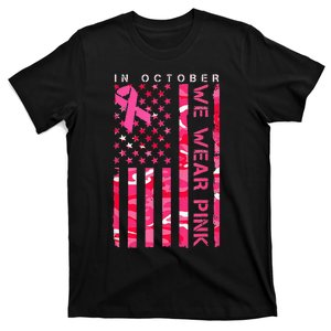 In October We Wear Pink Camo Breast Cancer Awareness Month T-Shirt