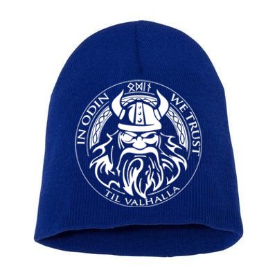 In Odin We Trust Till Valhalla Viking Norse God Gift Short Acrylic Beanie