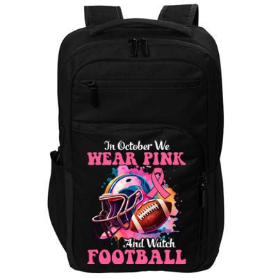 In October We Wear Pink And Watch Football Breast Cancer Impact Tech Backpack