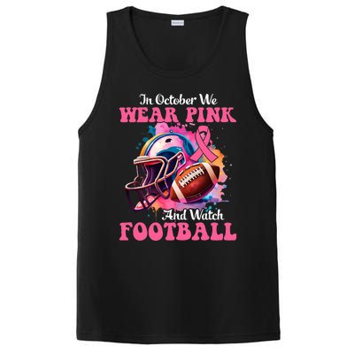 In October We Wear Pink And Watch Football Breast Cancer PosiCharge Competitor Tank