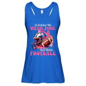 In October We Wear Pink And Watch Football Breast Cancer Ladies Essential Flowy Tank