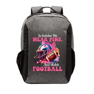 In October We Wear Pink And Watch Football Breast Cancer Vector Backpack