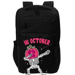 In October We Wear Pink Breast Cancer Pumpkin Halloween Impact Tech Backpack