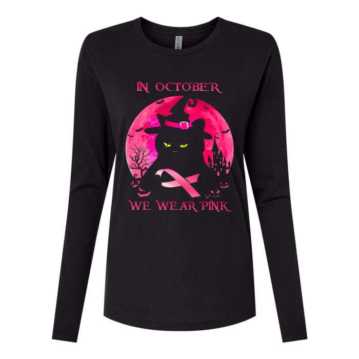 In October We Wear Pink Pumpkin Breast Cancer Awareness Womens Cotton Relaxed Long Sleeve T-Shirt